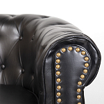 Диван кожаный двухместный на 4-х деревянных ножках из массива березы Logan Leather Seating black варинант исполнения - 5 | Loft Concept в Костроме