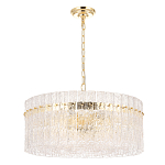 Люстра подвесная круглая с прозрачными рельефными стеклянными вставками и золотым основанием Textured Glass Chandelier варинант исполнения - 1 | Loft Concept в Костроме