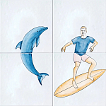 Плитка с узором Дельфин Серфингист варинант исполнения - 2 | Loft Concept в Костроме