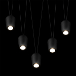 Подвесной светильник черными плафонами на длинных пересекающихся тросах Construction варинант исполнения - 4 | Loft Concept в Костроме