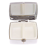 Таблетница карманная квадратная с 2-мя отделениями с зеркалом и накладкой из натуральных камней Малахит Хризоколла Silver Stone Pillboxes варинант исполнения - 3 | Loft Concept в Костроме