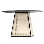 Обеденный стол с круглой чёрной столешницей и плетёным основанием Savanna Round Table варинант исполнения - 1 | Loft Concept в Костроме