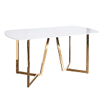 Стол обеденный белый с золотыми глянцевыми ножками Laconic White Table варинант исполнения - 1 | Loft Concept в Костроме
