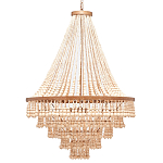 Многоярусная люстра украшенная круглыми деревянными бусами Wooden Beads Chandelier L варинант исполнения - 3 | Loft Concept в Костроме