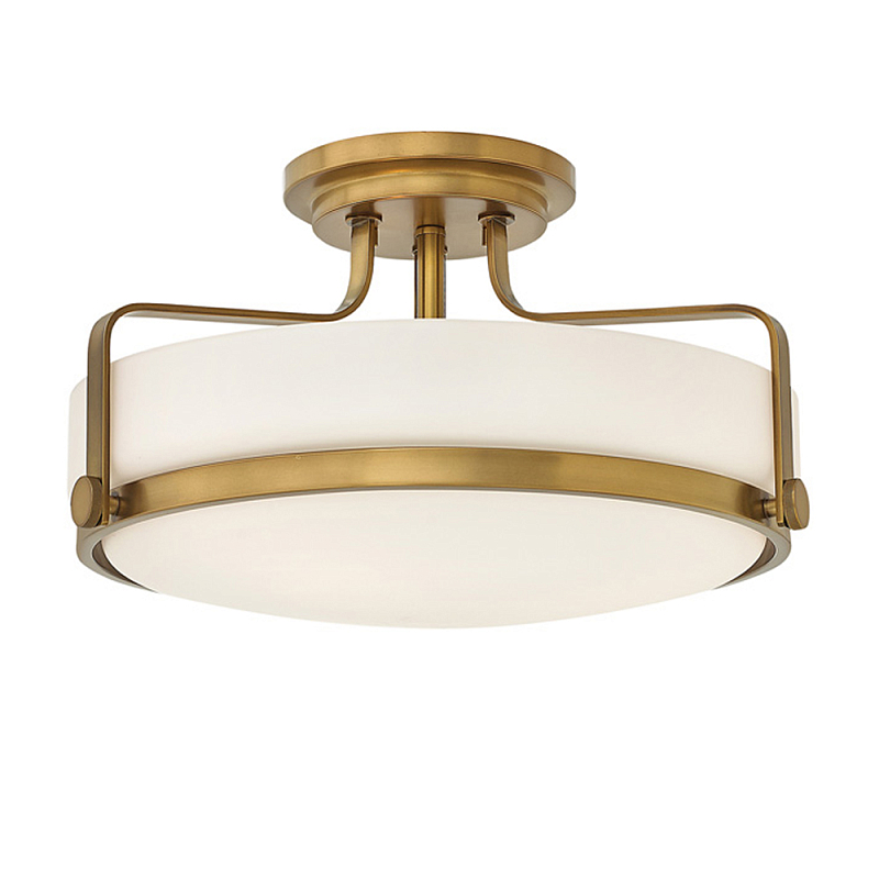 Потолочный светильник с круглым матовым белым плафоном Hinkley Латунь Белый Хром в Костроме | Loft Concept 