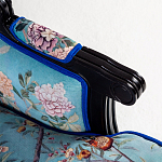Кресло из натурального бука бирюзовое с изображением птиц и цветов Turquoise Chinoiserie Garden Armchair варинант исполнения - 4 | Loft Concept в Костроме