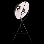 Торшер в виде прожектора с круглым тканевым абажуром на треноге черного цвета Radiance Éclat варинант исполнения - 3 | Loft Concept в Костроме