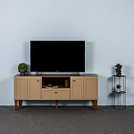 ТВ-тумба бежевая из массива бука с 2-мя дверками и ящиком Wenge Light варинант исполнения - 5 | Loft Concept в Костроме