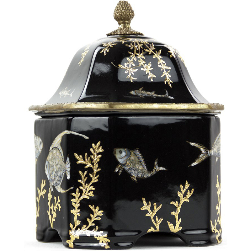 Шкатулка Box Fish Chinoiserie Черный Бронза Золотой Шкатулка Box Fish Chinoiserie Черный Бронза Золотой в Костроме | Loft Concept