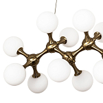 Линейная люстра с плафонами из стеклянных шаров Pearls Suspension Linear Brass Chandelier варинант исполнения - 2 | Loft Concept в Костроме