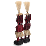 Комплект из 2-х деревянных статуэток Asmat Straw Headdress Statuettes Red Turquoise варинант исполнения - 2 | Loft Concept в Костроме