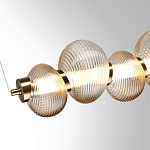 Подвесной светильник линейный с 7-ю рифлеными стеклянными шарами Marcelh Light варинант исполнения - 5 | Loft Concept в Костроме