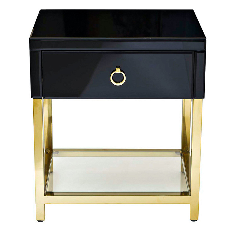 Тумба Black Gold Nightstand Глянцевый черный Глянцевое золото Прозрачный Тумба Black Gold Nightstand Глянцевый черный Глянцевое золото Прозрачный в Костроме | Loft Concept