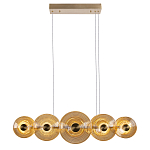Люстра подвесная светодиодная со стеклянными плафонами янтарного цвета в форме дисков Savio Glass Disc варинант исполнения - 2 | Loft Concept в Костроме