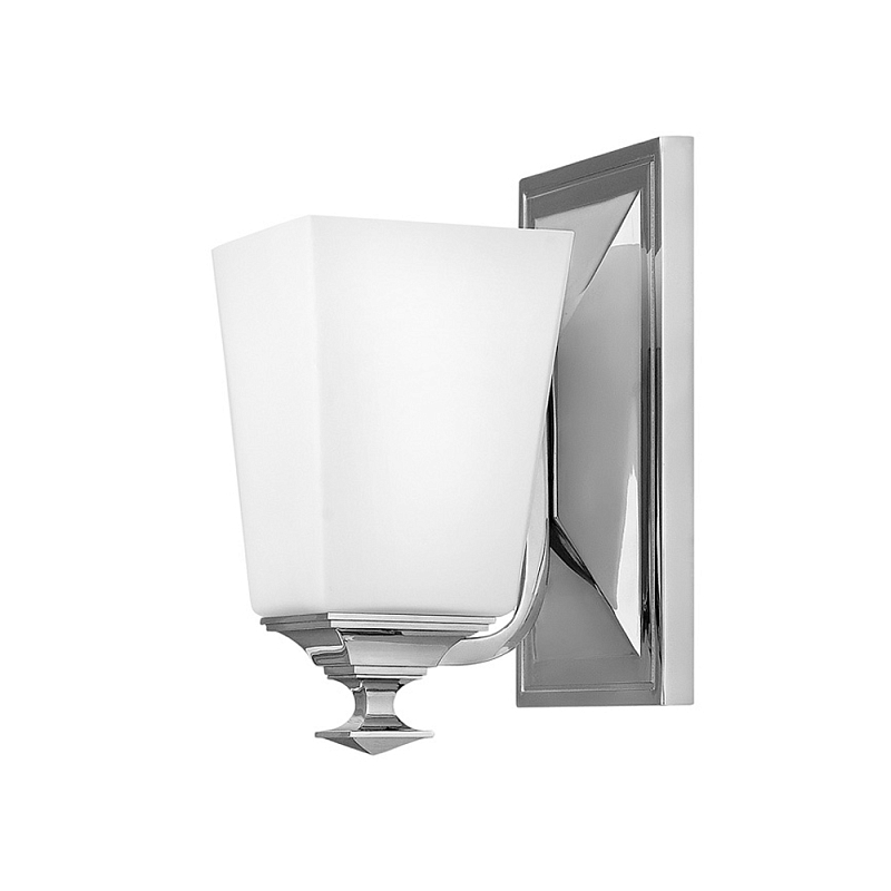 Бра с белым матовым плафоном на прямоугольном основании цвета хром Hinkley Хром Белый в Костроме | Loft Concept 