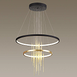 Люстра подвесная с 2-мя круглыми подвесами в черном и золотистом цвете и вертикальными подвесками Ring Horizontal варинант исполнения - 4 | Loft Concept в Костроме