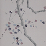 Обои ручная роспись Plum Blossom Special Colourway on Lilac Hint dyed silk варинант исполнения - 2 | Loft Concept в Костроме