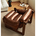 Кресло-диван кожаное на деревянном каркасе Medieval Furniture варинант исполнения - 1 | Loft Concept в Костроме