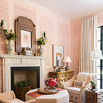 Обои ручная роспись Jharokha Arches Original colourway on pink painted Xuan paper варинант исполнения - 3 | Loft Concept в Костроме