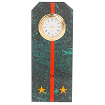 Часы погон ВС подарочные настольные из натурального камня Змеевик Military Clock варинант исполнения - 16 | Loft Concept в Костроме