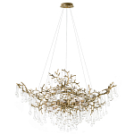 Подвесная люстра в виде ветвей деревьев золотого цвета с прозрачными подвесками-каплями 10 и 14 ламп Droplet Chandelier варинант исполнения - 1 | Loft Concept в Костроме