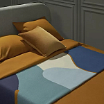 Плед из хлопка синего цвета с абстрактным принтом Elysian Flow Ocean варинант исполнения - 5 | Loft Concept в Костроме