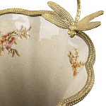 Ваза голубого цвета из фарфора с цветочным рисунком и бронзовой стрекозой Blue Garden варинант исполнения - 1 | Loft Concept в Костроме