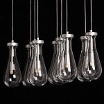 Люстра с 9-ю прозрачными плафонами из стекла в форме капли на прямоугольном потолочном основании цвета хром Lucid Rain  варинант исполнения - 9 | Loft Concept в Костроме