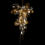 Люстра подвесная вытянутой формы с плафонами из стекла и металла с двумя вертикальными подвесками Gilded Mirage  варинант исполнения - 4 | Loft Concept в Костроме