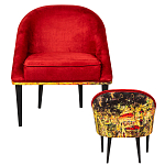 Кресло из натурального бука красное с цветным принтом Impressionism in Art варинант исполнения - 2 | Loft Concept в Костроме