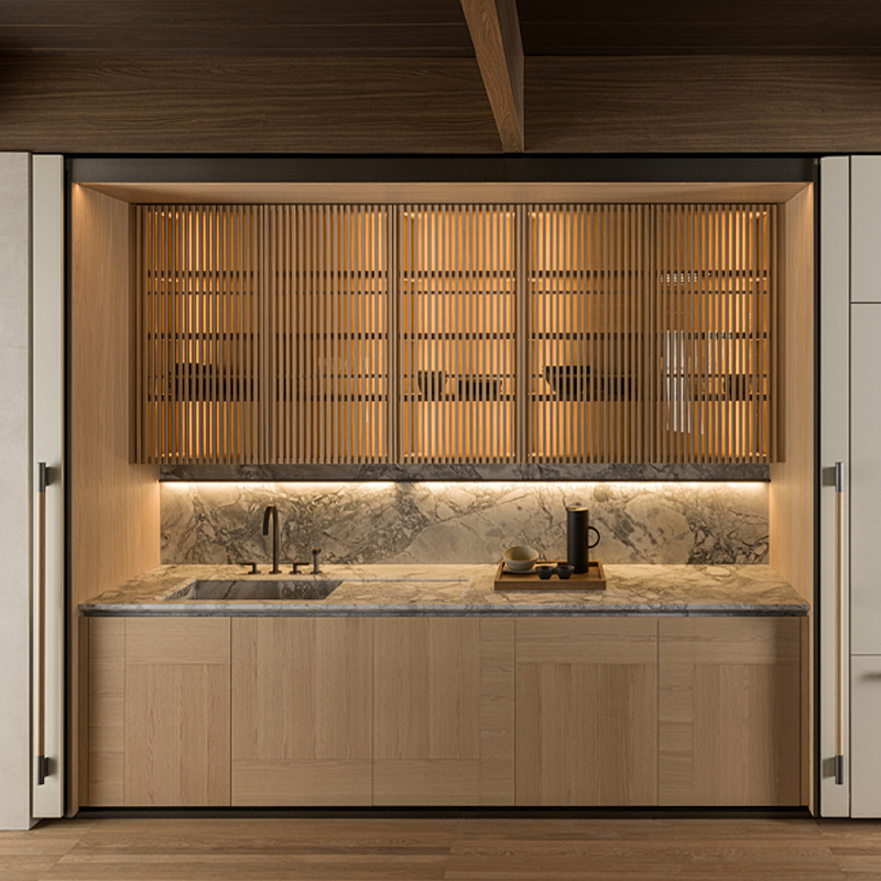 Кухонный гарнитур из камня и дерева с раздвижными дверцами TIVALÌ 2.0 Dada Engenereed Kitchen Бежевый Древесина Белый Мрамор Bianco Серый Кухонный гарнитур из камня и дерева с раздвижными дверцами TIVALÌ 2.0 Dada Engenereed Kitchen Бежевый Древесина Белый Мрамор Bianco Серый в Костроме | Loft Concept