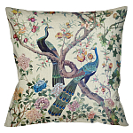 Подушка декоративная с изображением павлинов в саду Beige Chinoiserie Garden Two Peacocks Cushion варинант исполнения - 1 | Loft Concept в Костроме