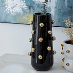 Ваза черная цилиндрическая с глянцевым покрытием и золотыми декоративными элементами Molecule Collection варинант исполнения - 3 | Loft Concept в Костроме