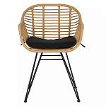 Стул с ротанговым плетением Wicker Half Chair с подлокотниками варинант исполнения - 1 | Loft Concept в Костроме