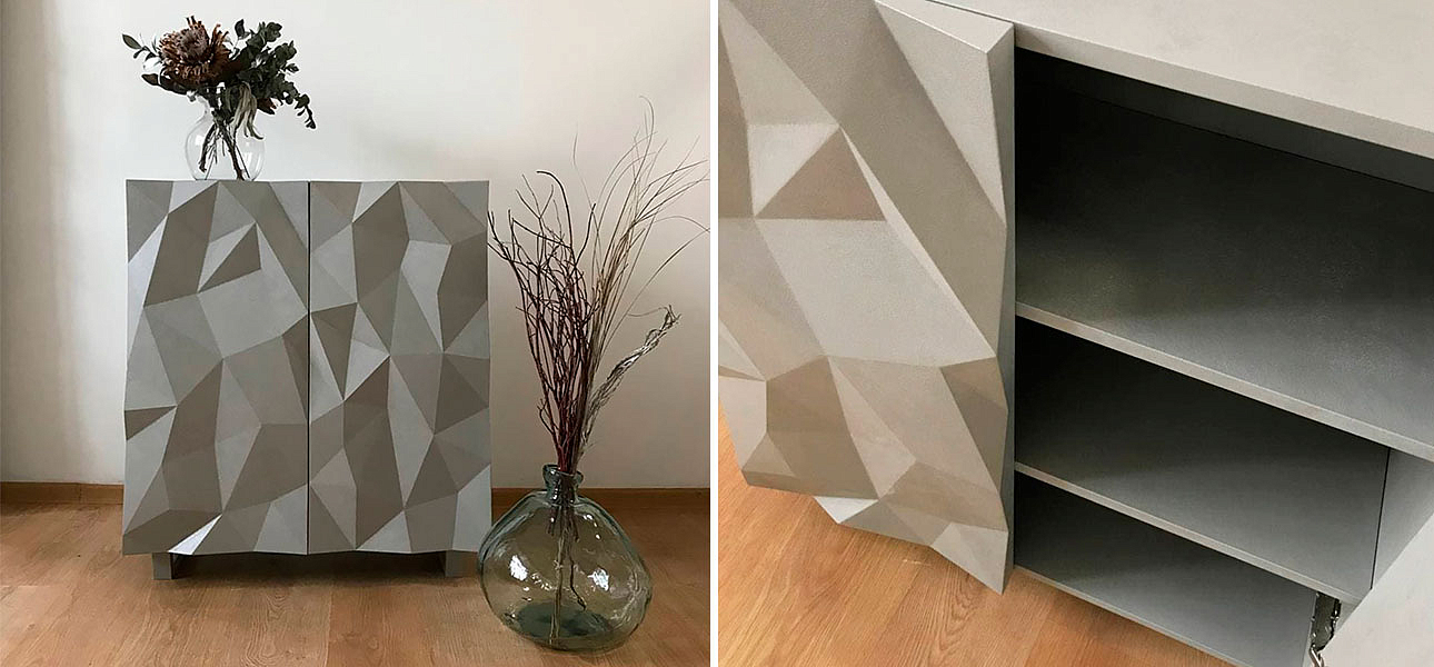 Комод с большими угловыми фигурами с одной секцией, 2 полки Geometric Greece Комод с большими угловыми фигурами с одной секцией, 2 полки Geometric Greece - Loft-Concept в Костроме