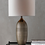 Настольная лампа керамическая с тканевым цилиндрическим абажуром Bullet варинант исполнения - 3 | Loft Concept в Костроме