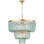 Круглая трехъярусная люстра с подвесками в виде круглых стеклянных бусин Blue Beads Chandelier варинант исполнения - 1 | Loft Concept в Костроме