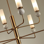 Люстра на штанге с 8-ю цилиндрическими матовыми плафонами и шарами из камня Orb Essence варинант исполнения - 3 | Loft Concept в Костроме