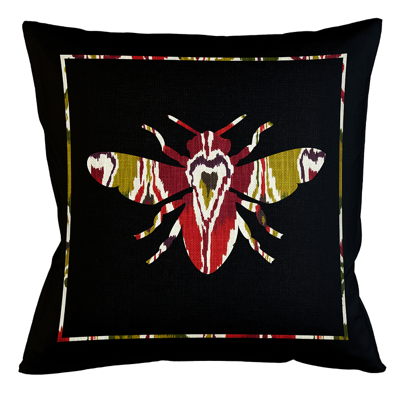 Подушка декоративная пчела цветной узор Ikat Pattern Мульти Бежевый Черный Подушка декоративная пчела цветной узор Ikat Pattern Мульти Бежевый Черный в Костроме | Loft Concept