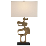 Настольная лампа с фигурным каркасом и прямоугольным тканевым абажуром Brutalist Profile варинант исполнения - 3 | Loft Concept в Костроме