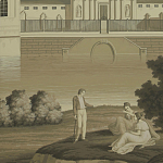 Обои ручная роспись Monuments of Paris Terre Foncée on scenic paper варинант исполнения - 1 | Loft Concept в Костроме