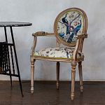 Полукресло из массива бука бежевое с изображением птиц и цветов Beige Green Chinoiserie Garden Chair варинант исполнения - 5 | Loft Concept в Костроме