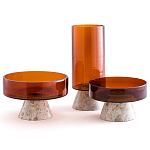 Высокая чаша из янтарного стекла Amber Marble Vase варинант исполнения - 3 | Loft Concept в Костроме