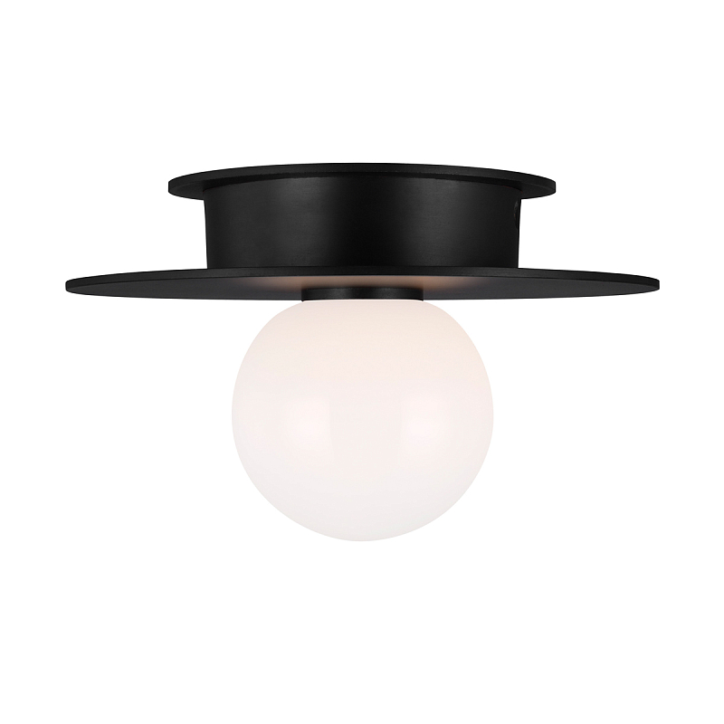 Потолочный светильник с шарообразным плафоном из белого матового стекла Generation Lighting Черный Белый в Костроме | Loft Concept 