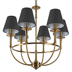 Люстра на металлическом основании бронзового цвета с 6-ю черными конусовидными абажурами Dignity варинант исполнения - 8 | Loft Concept в Костроме