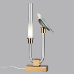 Настольная лампа с прозрачной трубкой и декоративной фигуркой птицы на бронзовой подставке Ganthea варинант исполнения - 3 | Loft Concept в Костроме