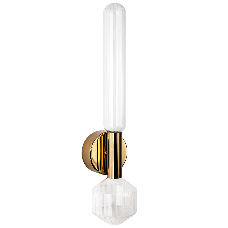 Бра со стеклянным плафоном в виде колбы Alfe Glass Wall Lamp Глянцевое золото Белый Бра со стеклянным плафоном в виде колбы Alfe Glass Wall Lamp Глянцевое золото Белый в Костроме | Loft Concept
