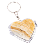 Зеркало брелок складное двухстороннее в форме сердца из натурального камня Оникс Stone Mirrors варинант исполнения - 1 | Loft Concept в Костроме