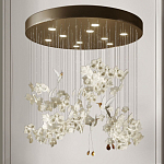 Люстра каскадная с белыми цветами и птицами Takeoff варинант исполнения - 2 | Loft Concept в Костроме