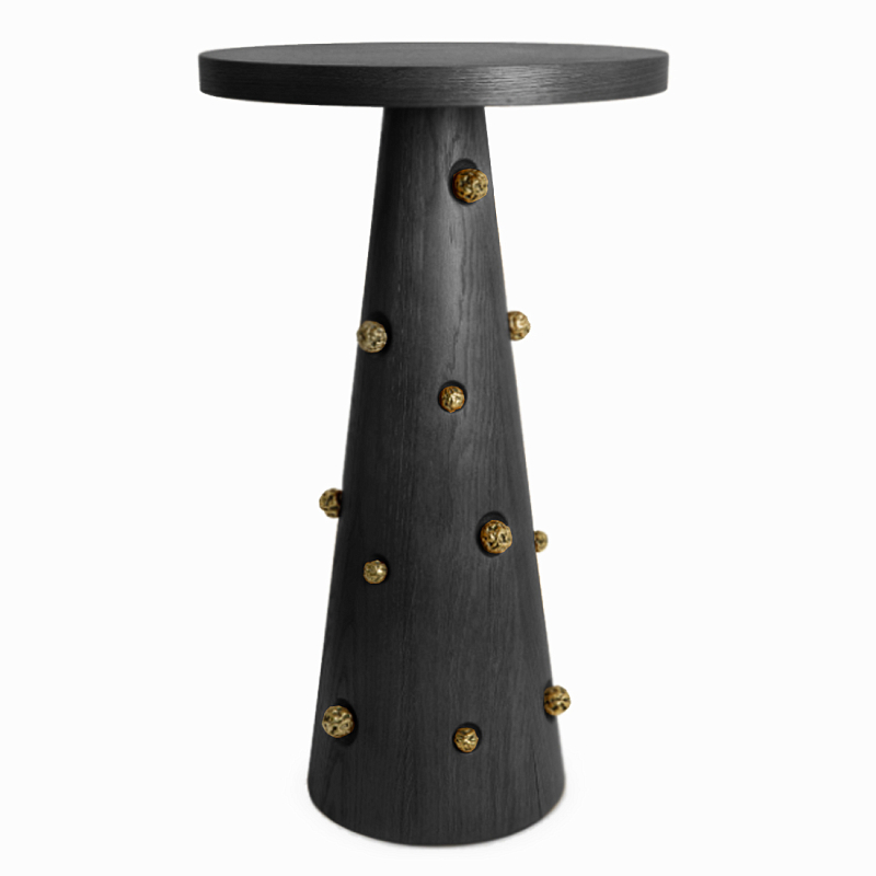Приставной столик Okinawa Black Side table Черный Золотой в Костроме | Loft Concept 